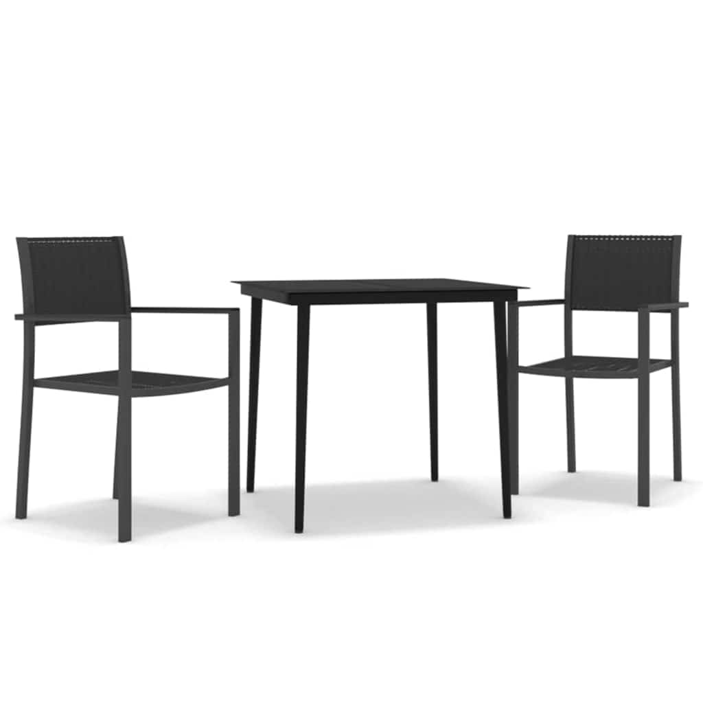3-dijelni vrtni blagovaonski set crni Crna Dužina stola 80 cm