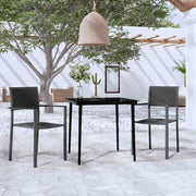3-dijelni vrtni blagovaonski set crni Crna Dužina stola 80 cm