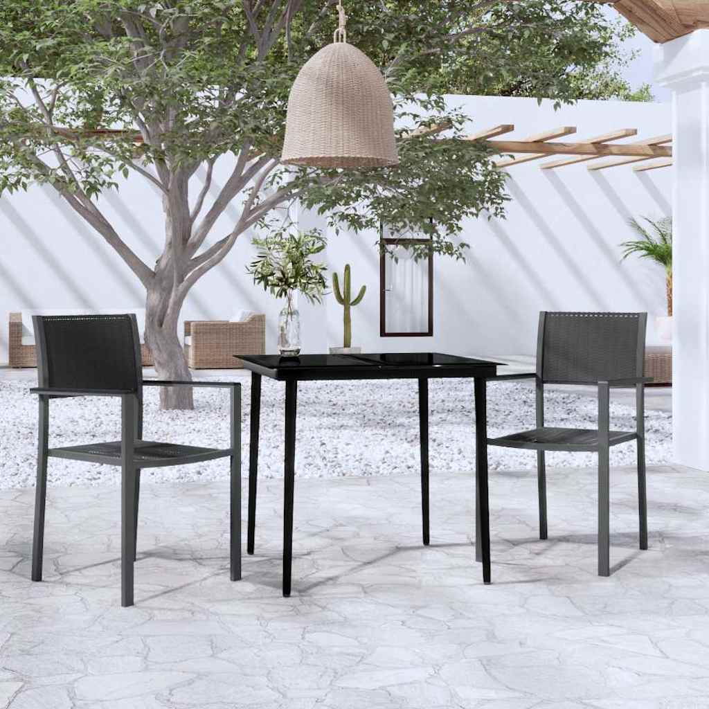 3-dijelni vrtni blagovaonski set crni Crna Dužina stola 80 cm