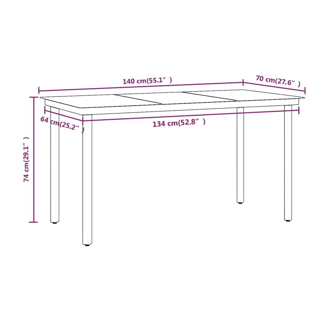 5-dijelni vrtni blagovaonski set s jastucima crni