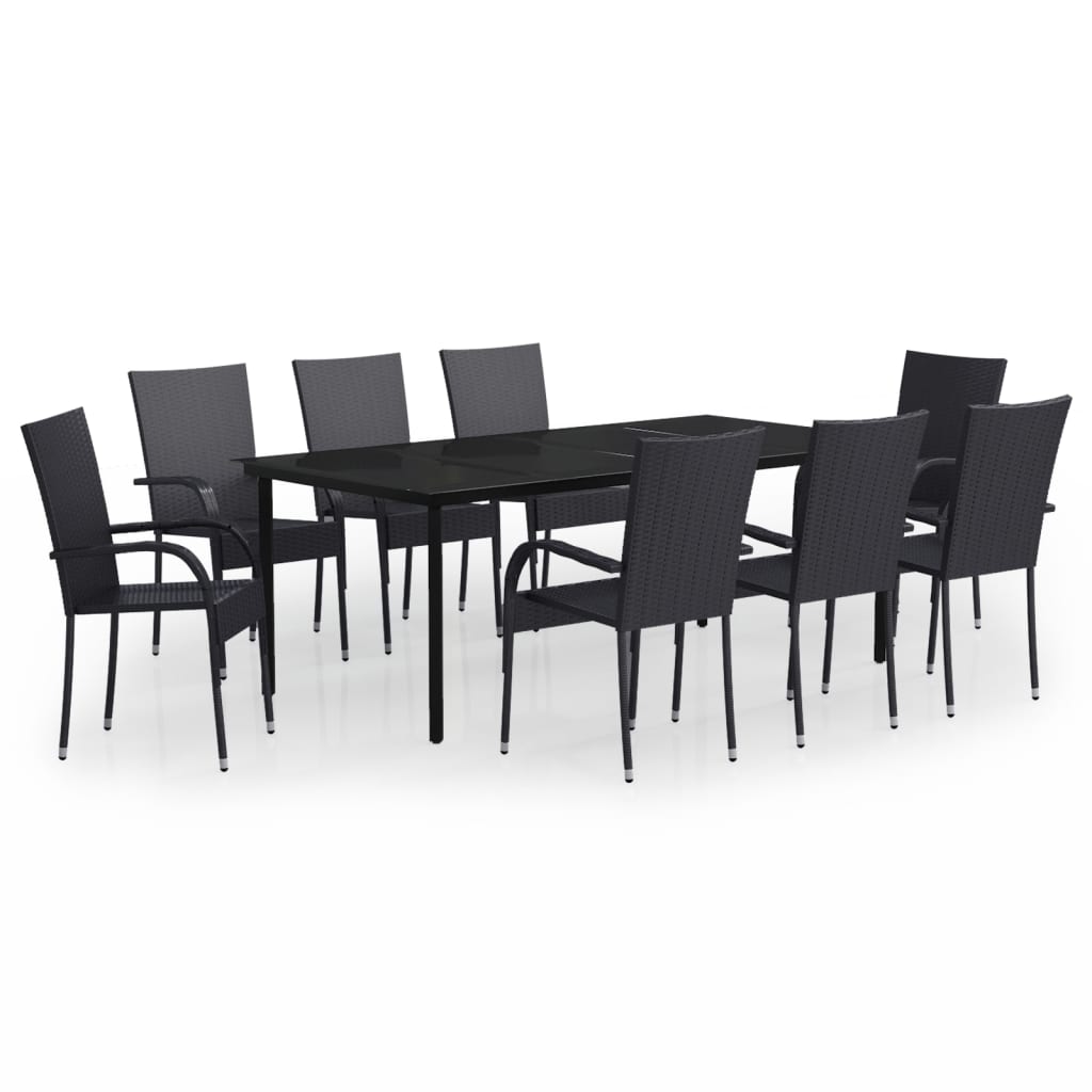 9-dijelni vrtni blagovaonski set crni