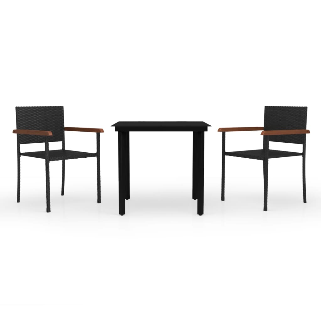3-dijelni vrtni blagovaonski set crni