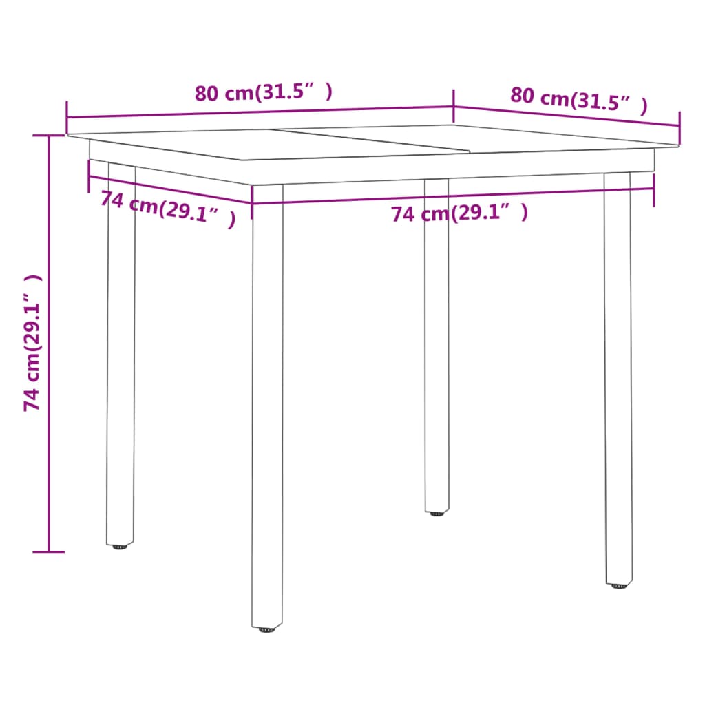 3-dijelni vrtni blagovaonski set crni
