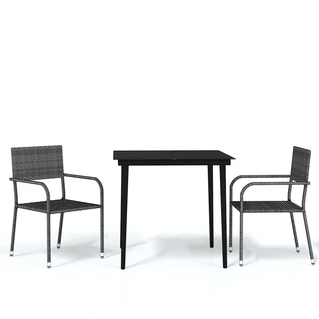 3-dijelni vrtni blagovaonski set sivi