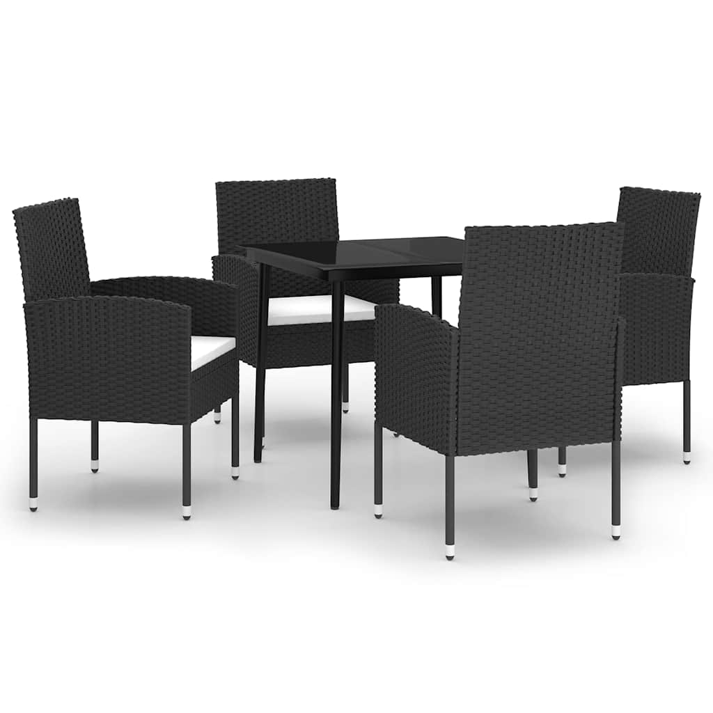 5-dijelni vrtni blagovaonski set crni Crna 80 cm table length