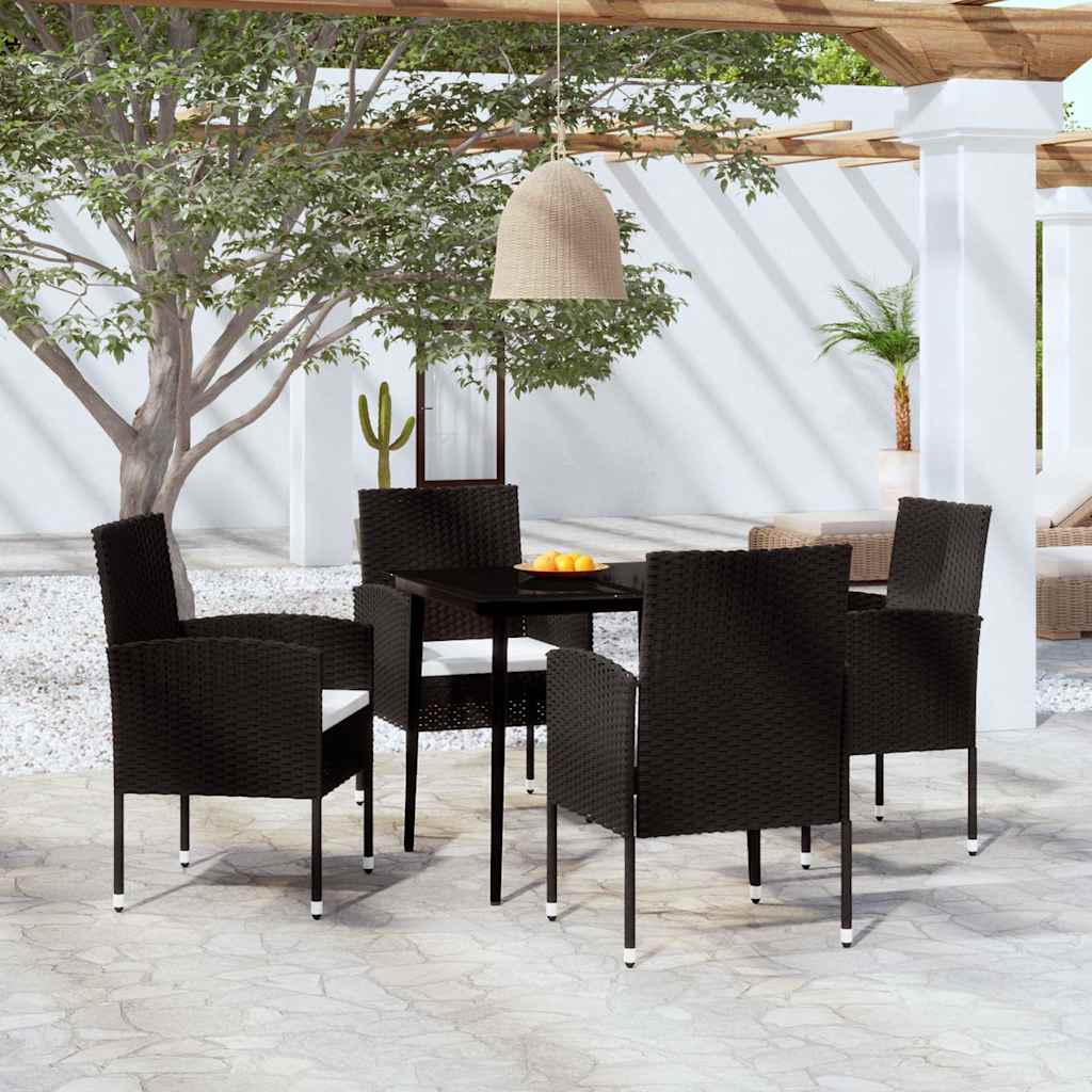 5-dijelni vrtni blagovaonski set crni Crna 80 cm table length