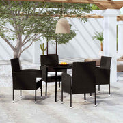 5-dijelni vrtni blagovaonski set crni Crna 80 cm table length
