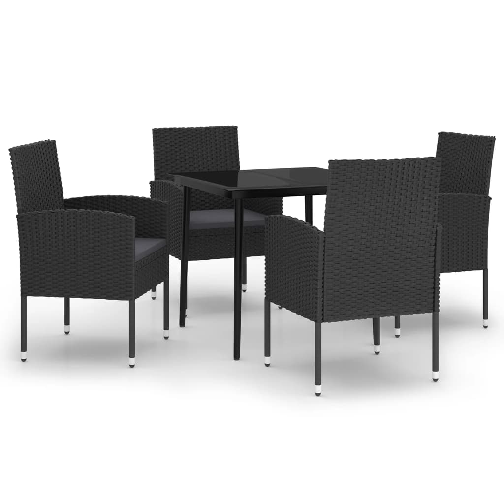 5-dijelni vrtni blagovaonski set crni