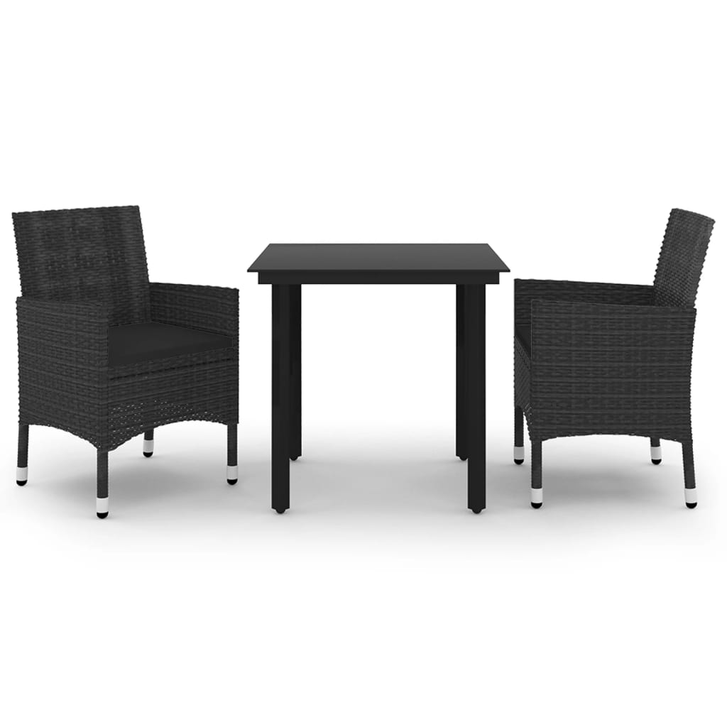 3-dijelni vrtni blagovaonski set s jastucima poliratan i staklo
