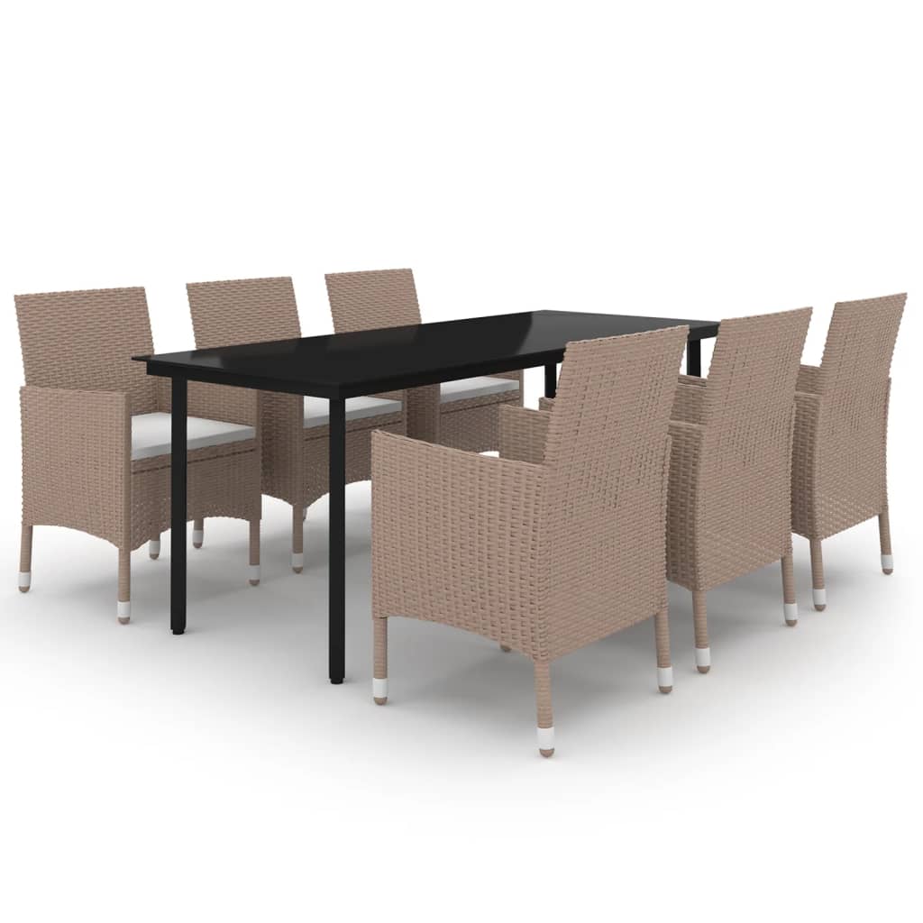 7-dijelni vrtni blagovaonski set s jastucima poliratan i staklo