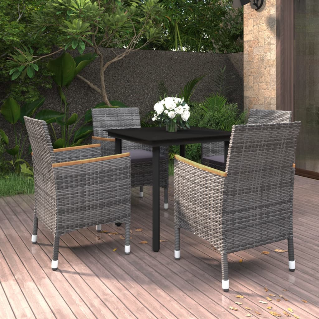 5-dijelni vrtni blagovaonski set s jastucima poliratan i staklo