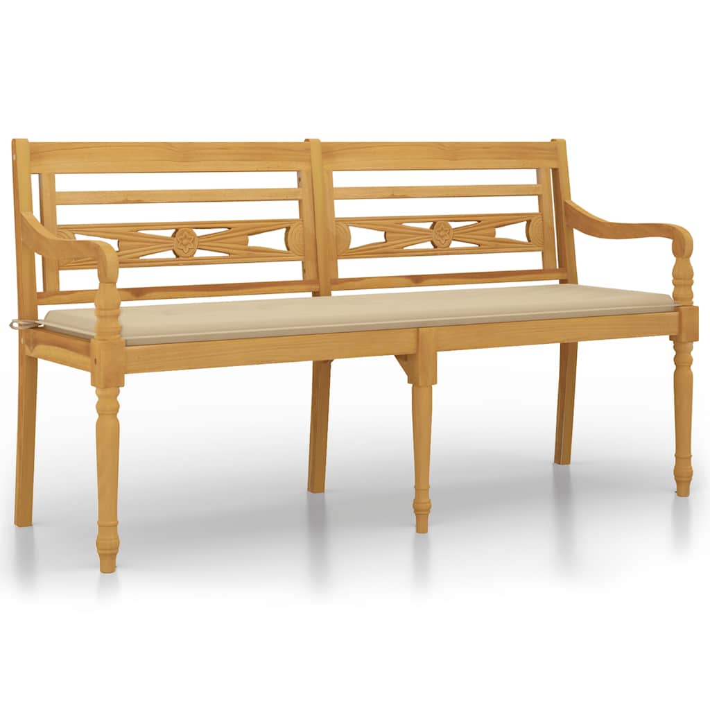 Klupa Batavia s bež jastukom 150 cm od masivne tikovine