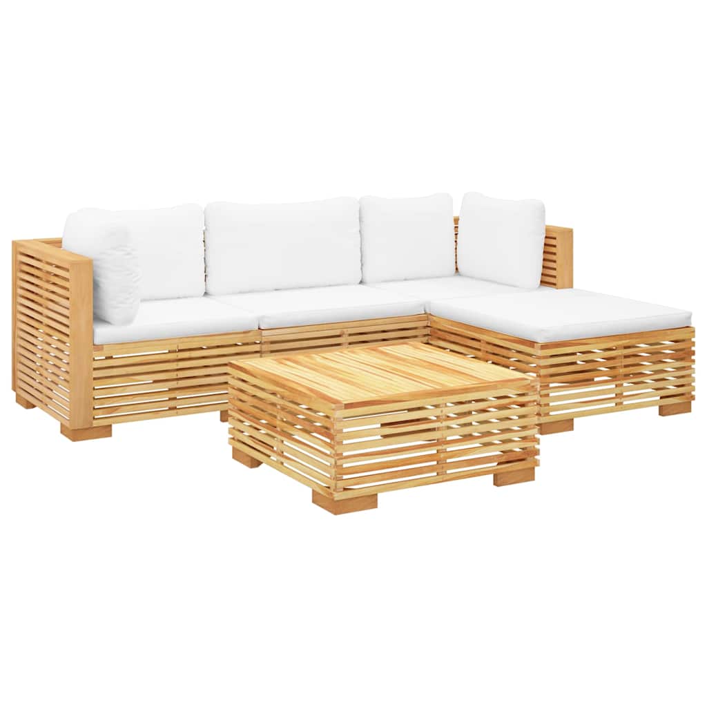 5-dijelna vrtna garnitura s jastucima od masivne tikovine