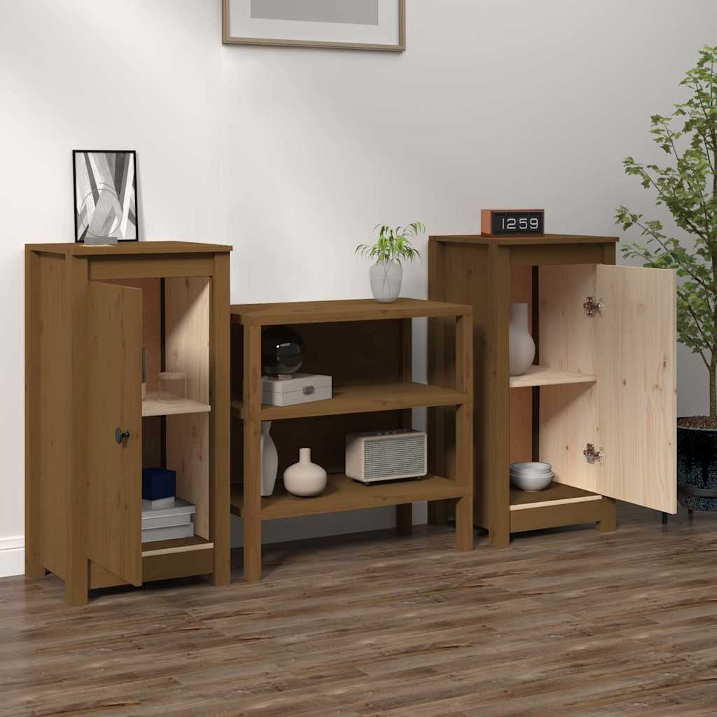 Komode 2 kom boja meda 39x35x80 cm od masivne borovine