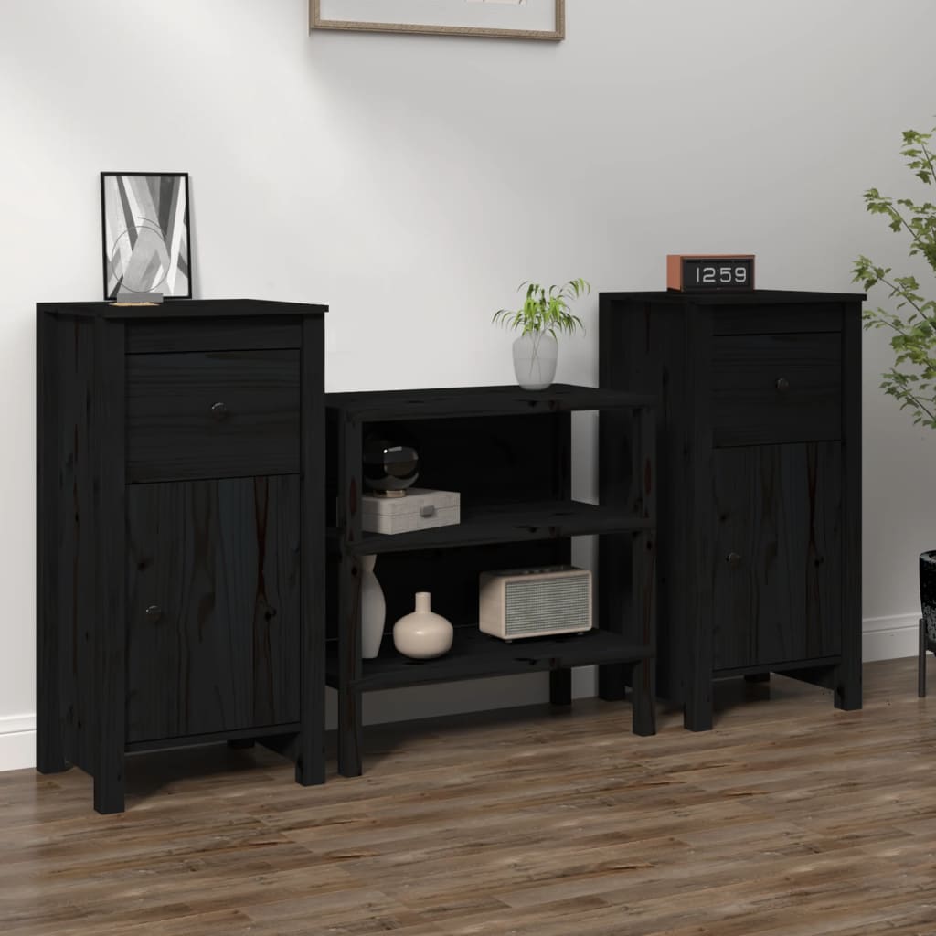 Komode 2 kom crne 40x35x80 cm od masivne borovine