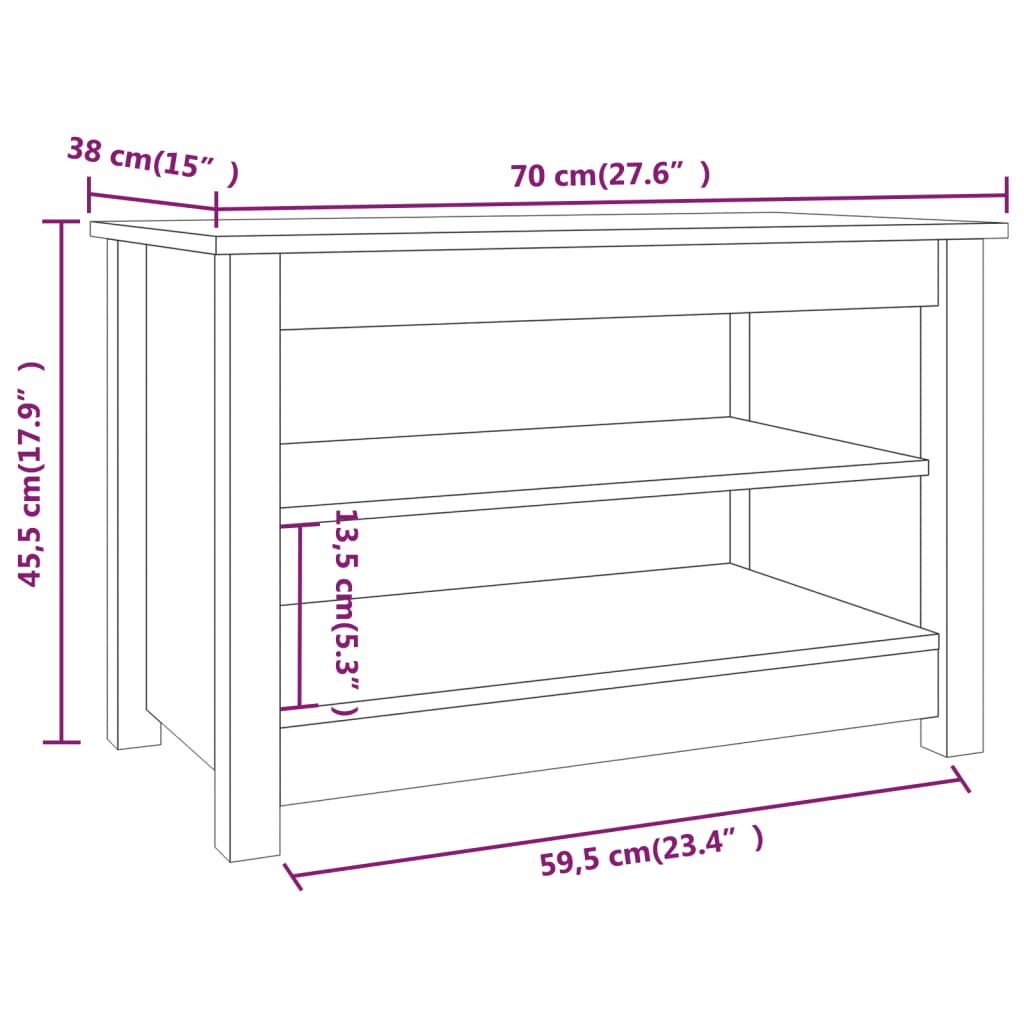 Klupa za cipele boja meda 70 x 38 x 45,5 cm od masivne borovine