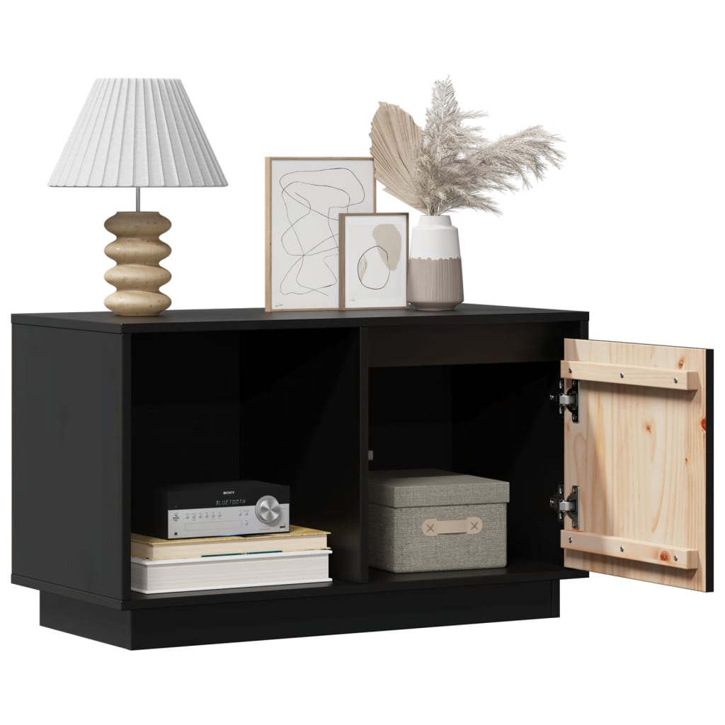 TV ormarić crni 74 x 35 x 44 cm od masivne borovine