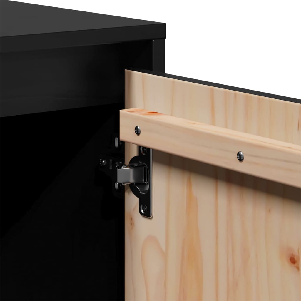TV ormarić crni 74 x 35 x 44 cm od masivne borovine