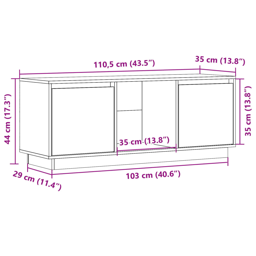 TV ormarić 110,5 x 35 x 44 cm od masivne borovine