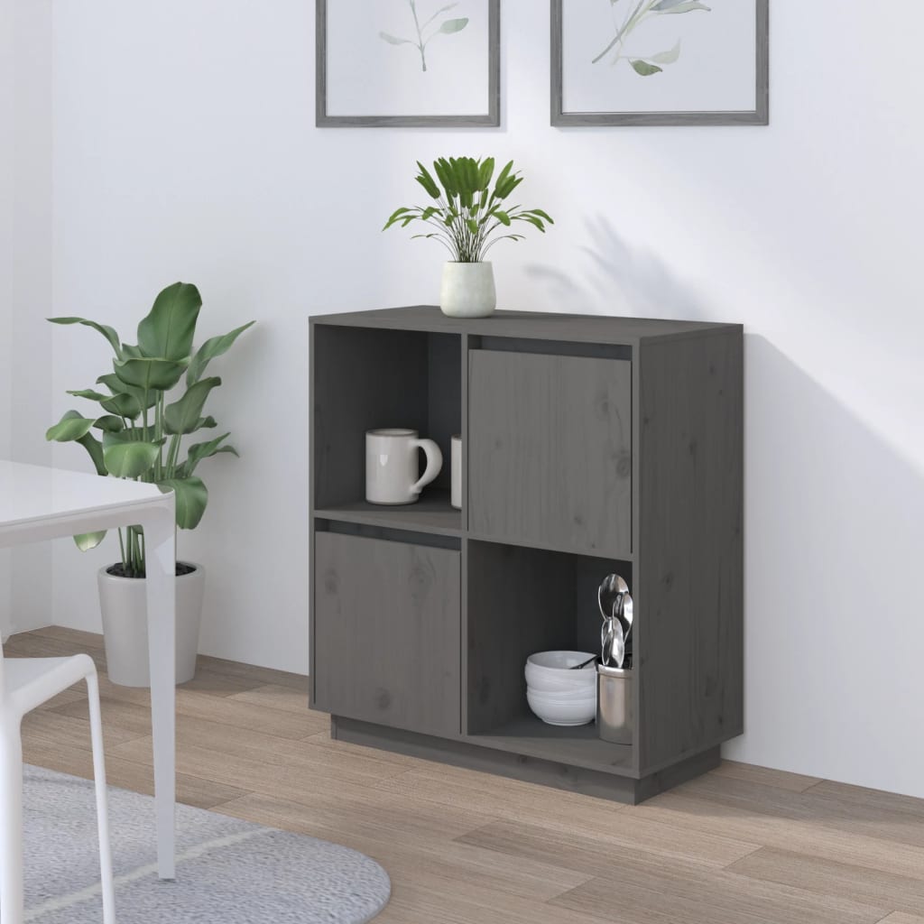 Komoda sivi 74x35x80 cm od masivne borovine