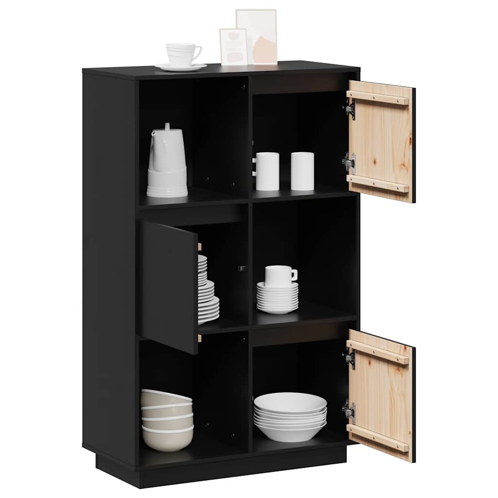 Visoka komoda crna 74 x 35 x 117 cm od masivne borovine