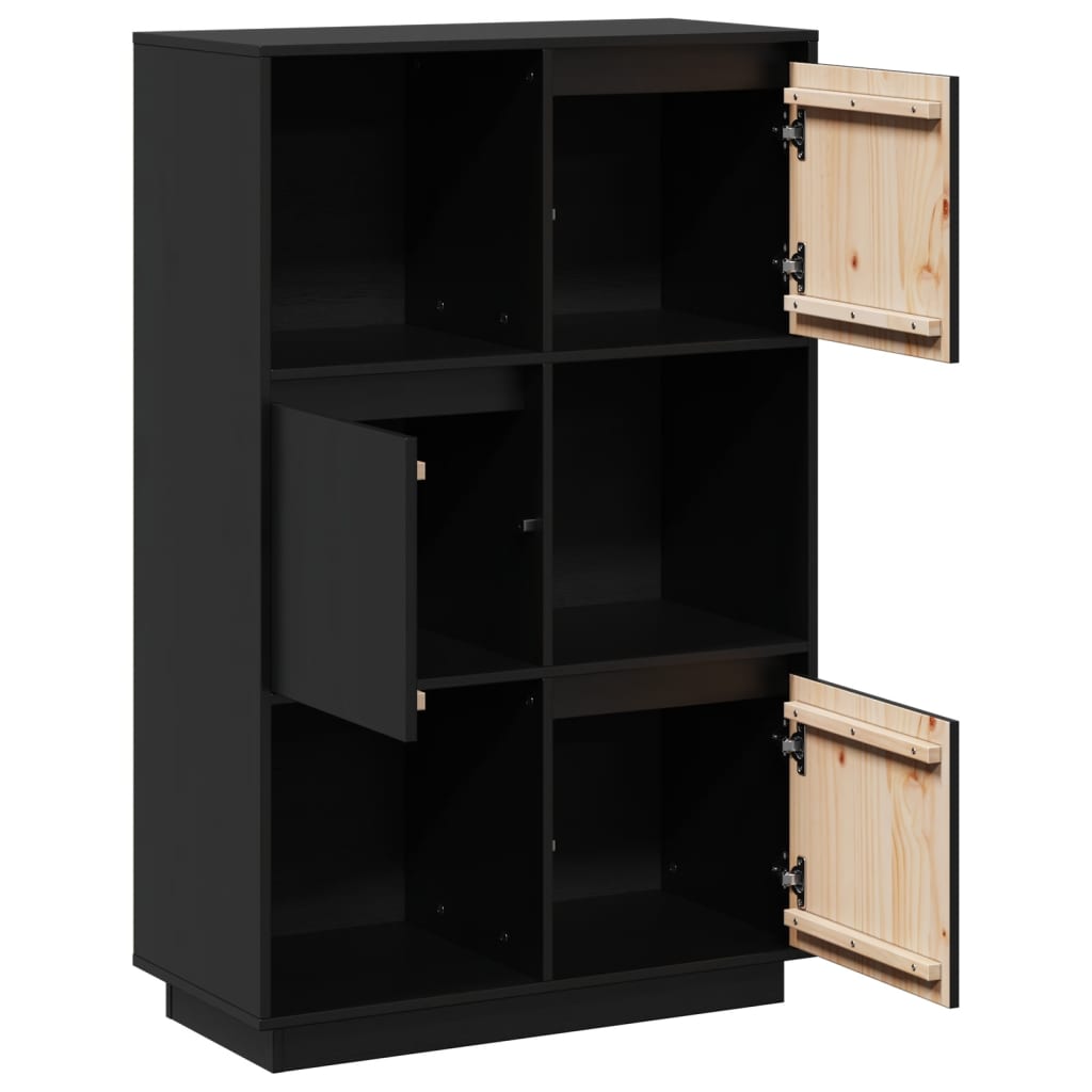 Visoka komoda crna 74 x 35 x 117 cm od masivne borovine