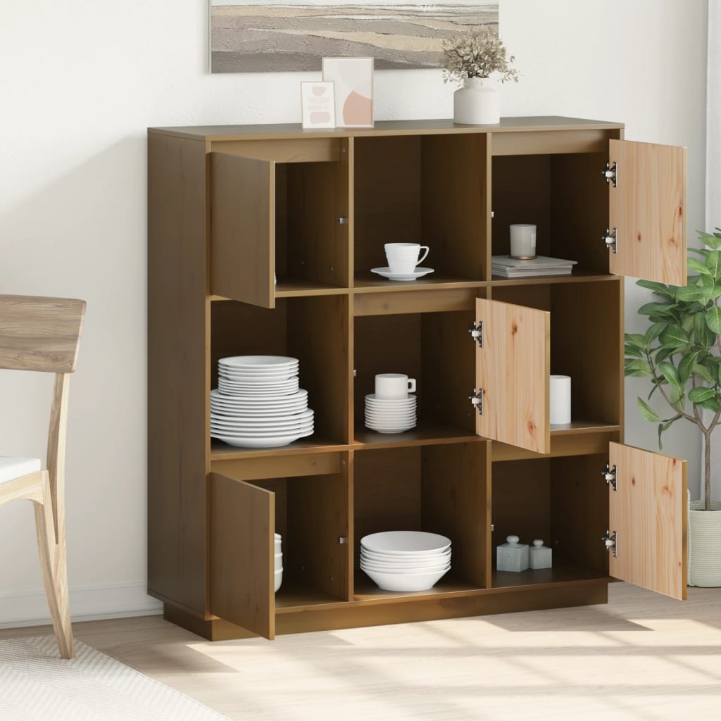 Visoka komoda boja meda 110,5 x 35 x 117 cm od masivne borovine