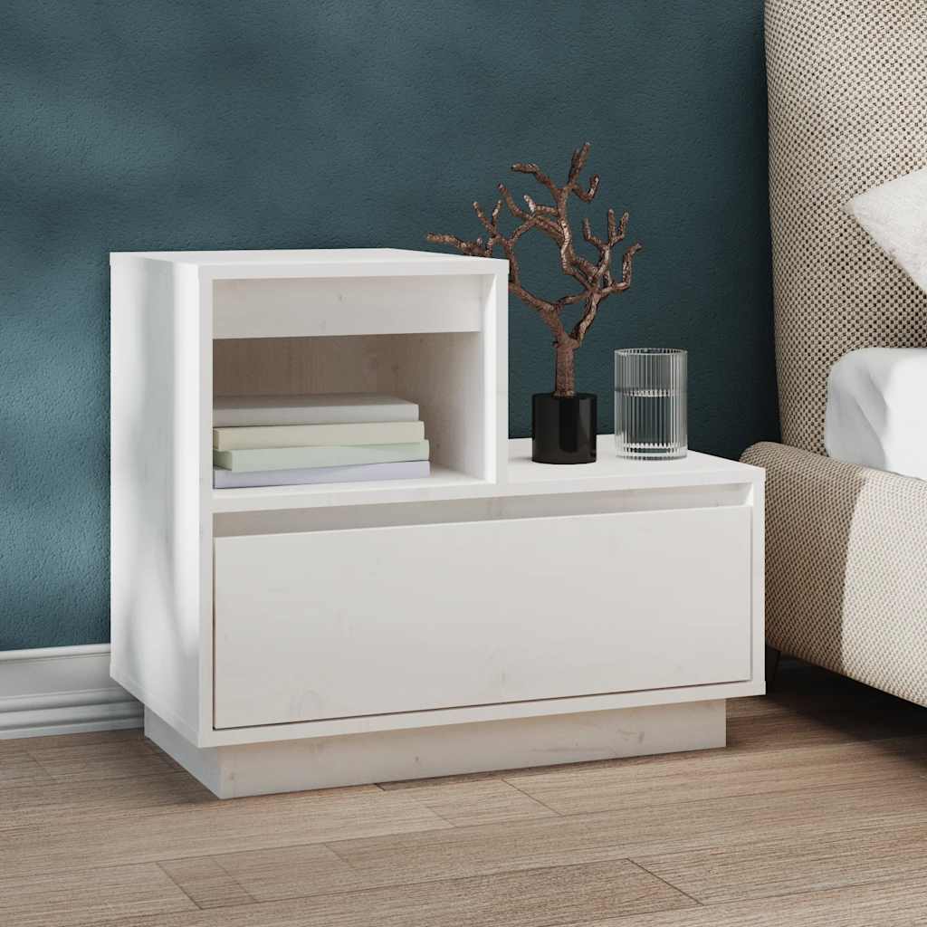 Noćni ormarići 2 kom bijeli 60x34x51 cm od masivne borovine