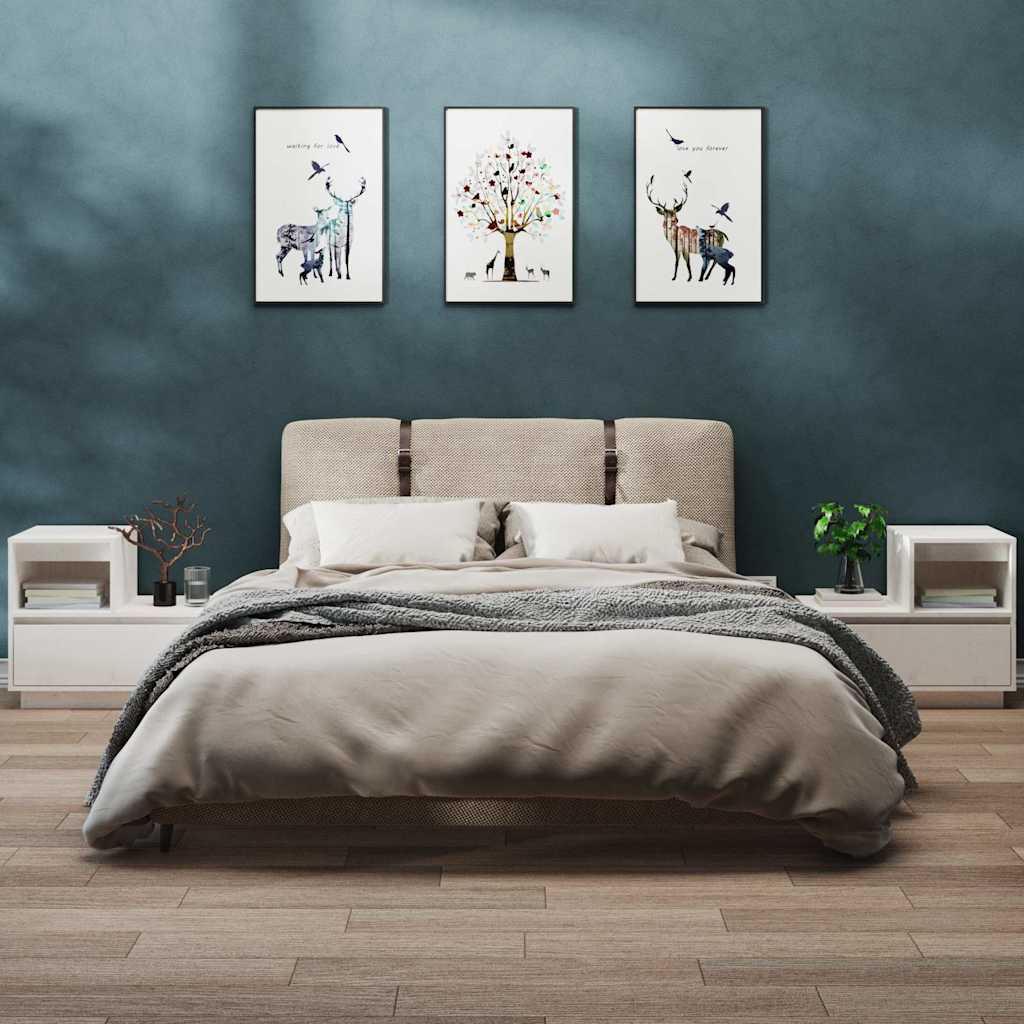 Noćni ormarići 2 kom bijeli 60x34x51 cm od masivne borovine