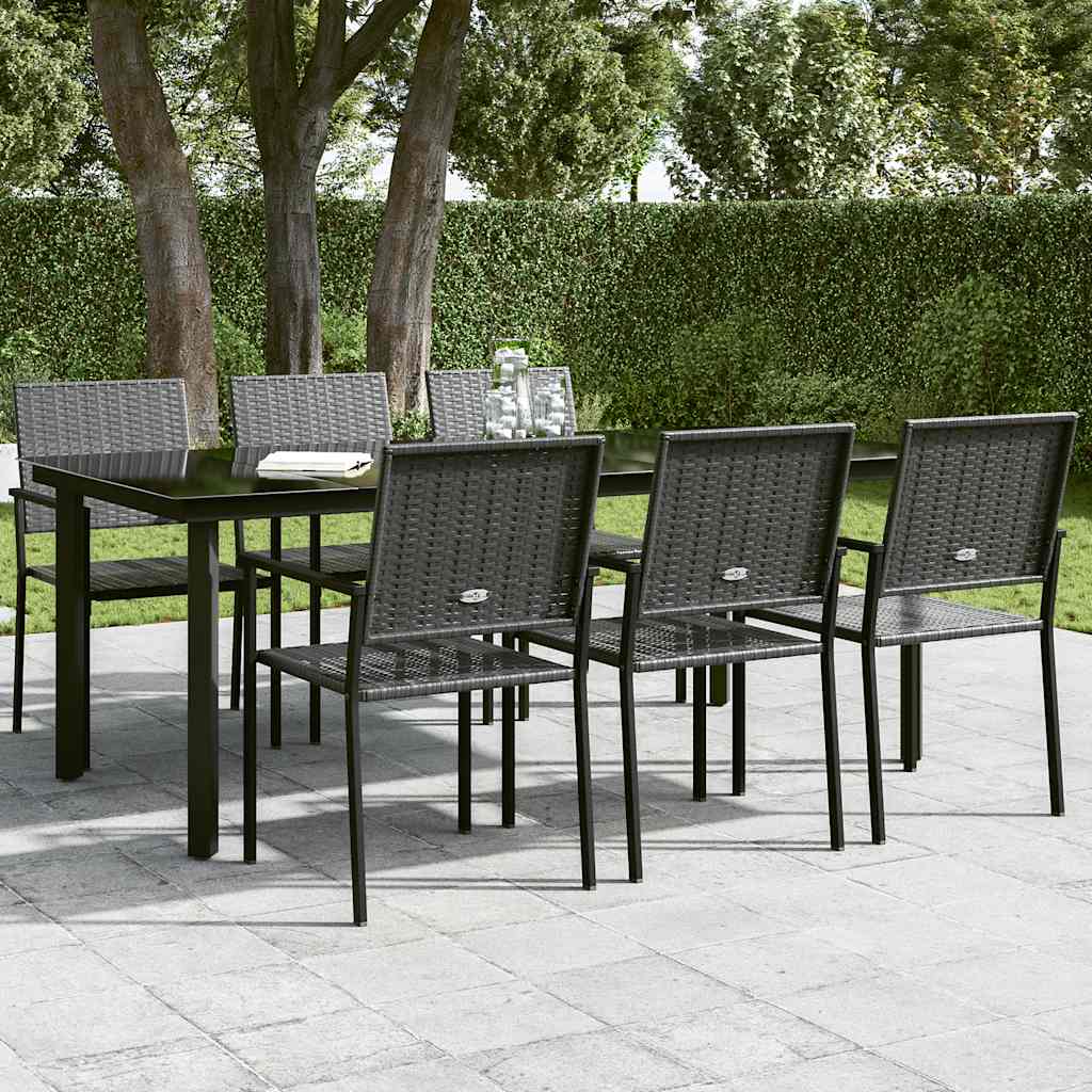 Vrtni blagovaonski stol crni 200 x 100 x 74 cm čelik i staklo