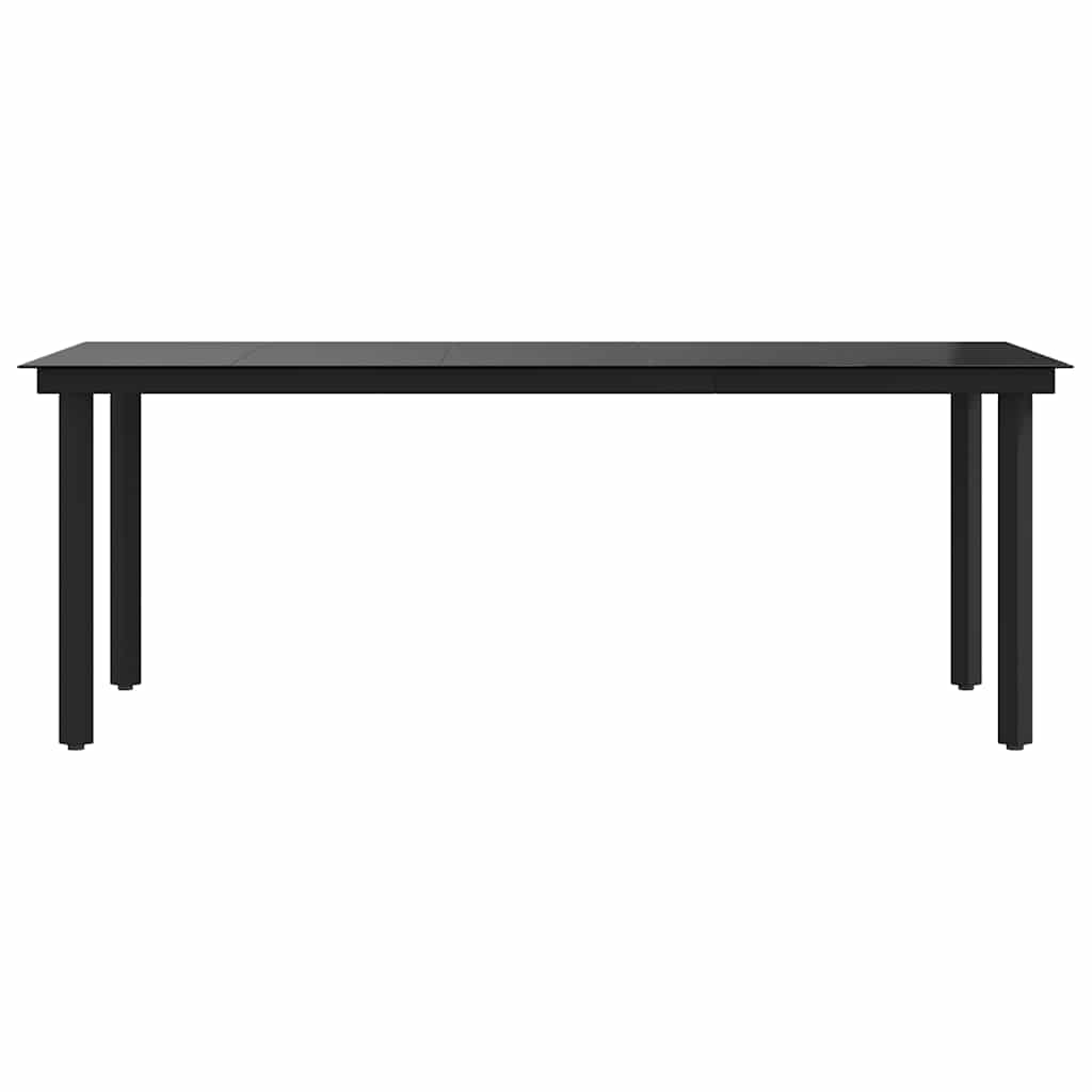 Vrtni blagovaonski stol crni 200 x 100 x 74 cm čelik i staklo