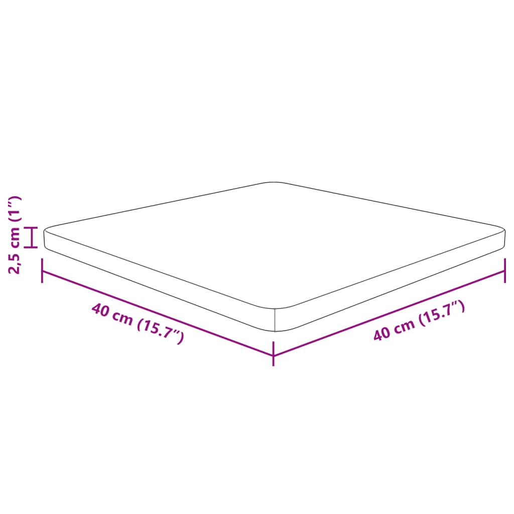 Četvrtasta stolna ploča 40x40x2,5 cm netretirana hrastovina