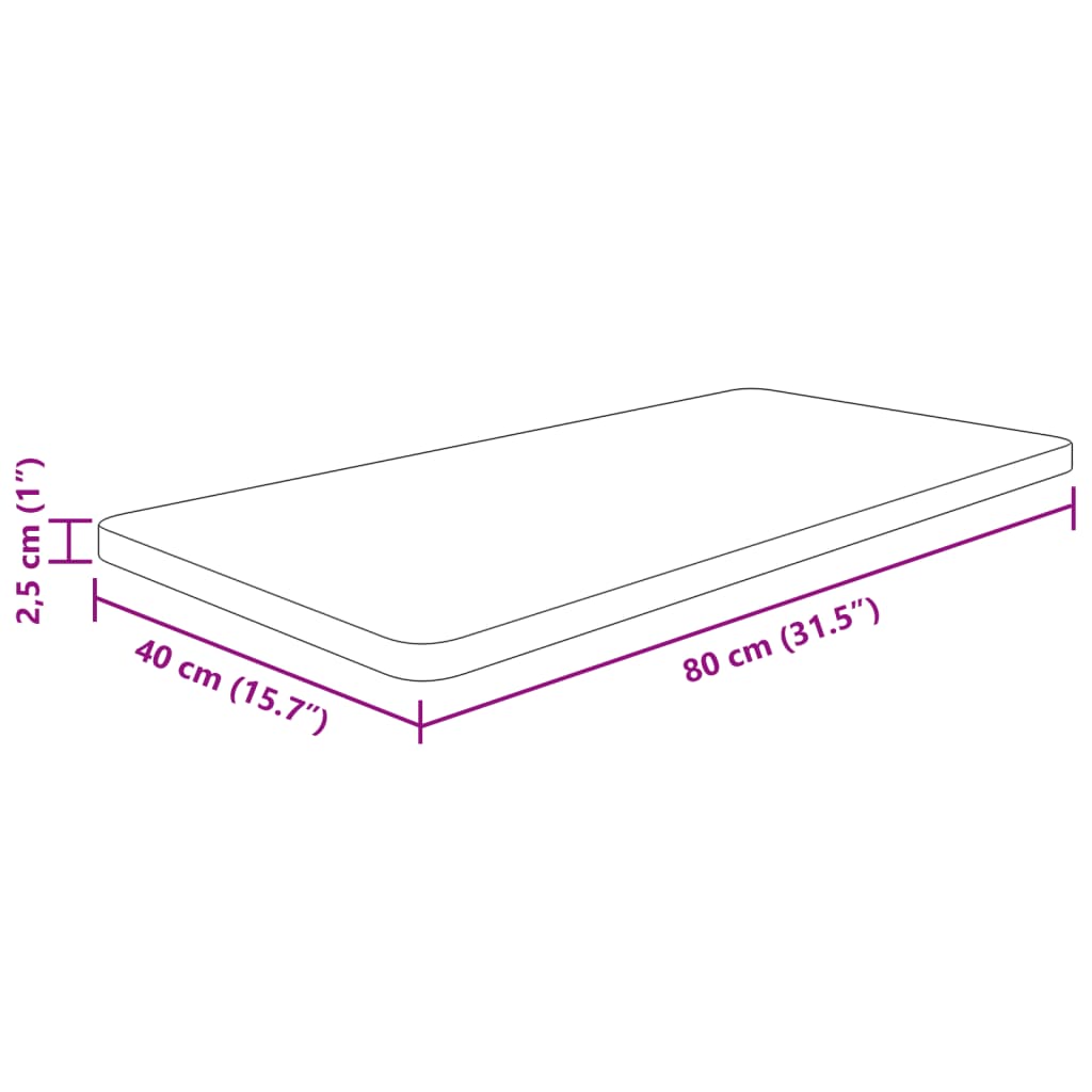 Kupaonska radna ploča 80x40x2,5 cm netretirano masivno drvo