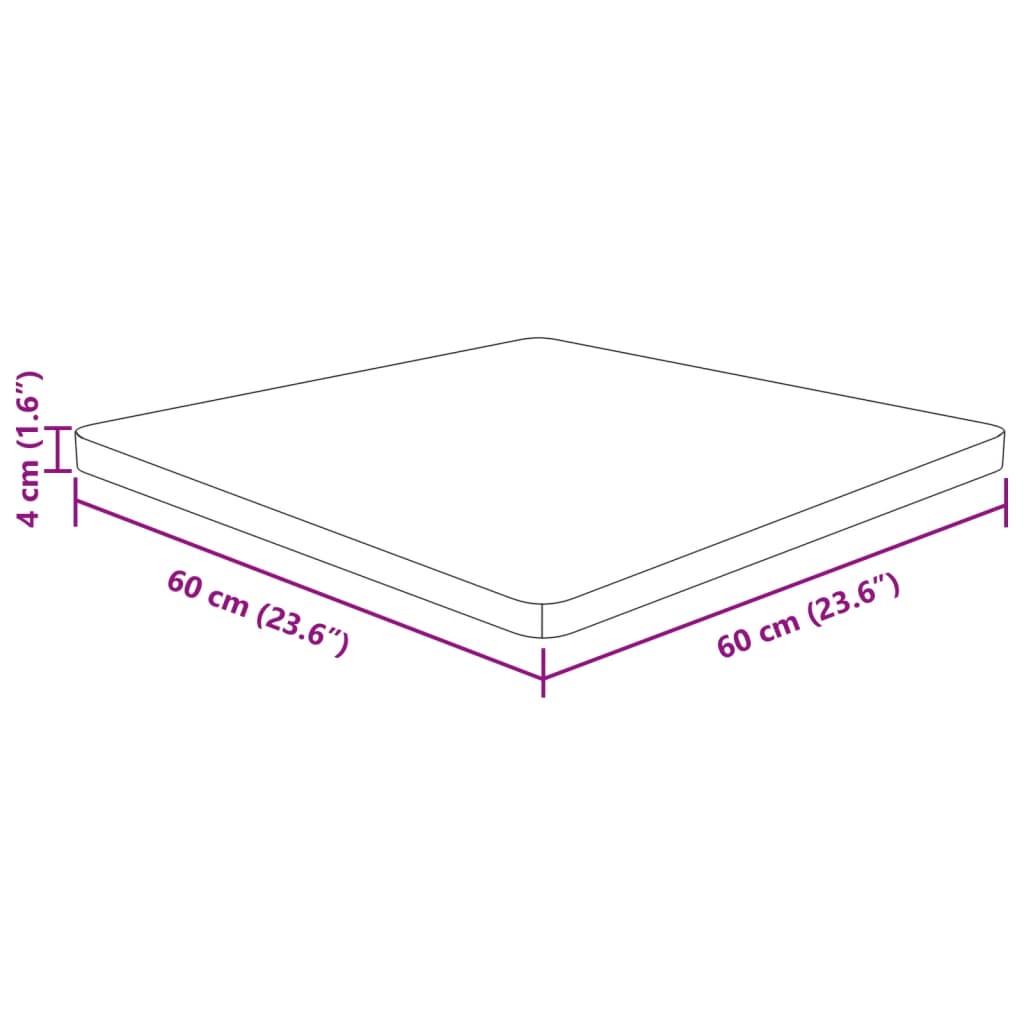 Četvrtasta stolna ploča 60x60x4 cm netretirana hrastovina