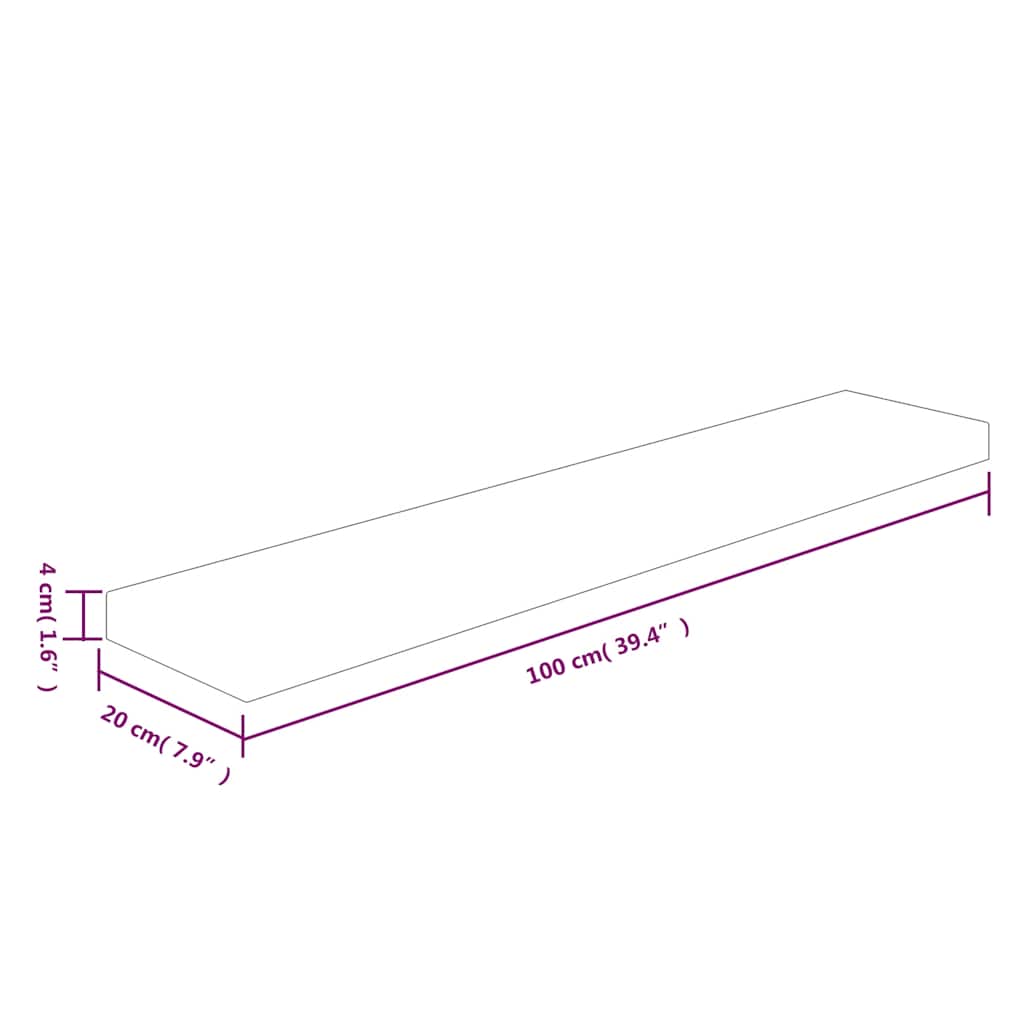 Daska za police 100x20x4 cm neobrađena masivna hrastovina