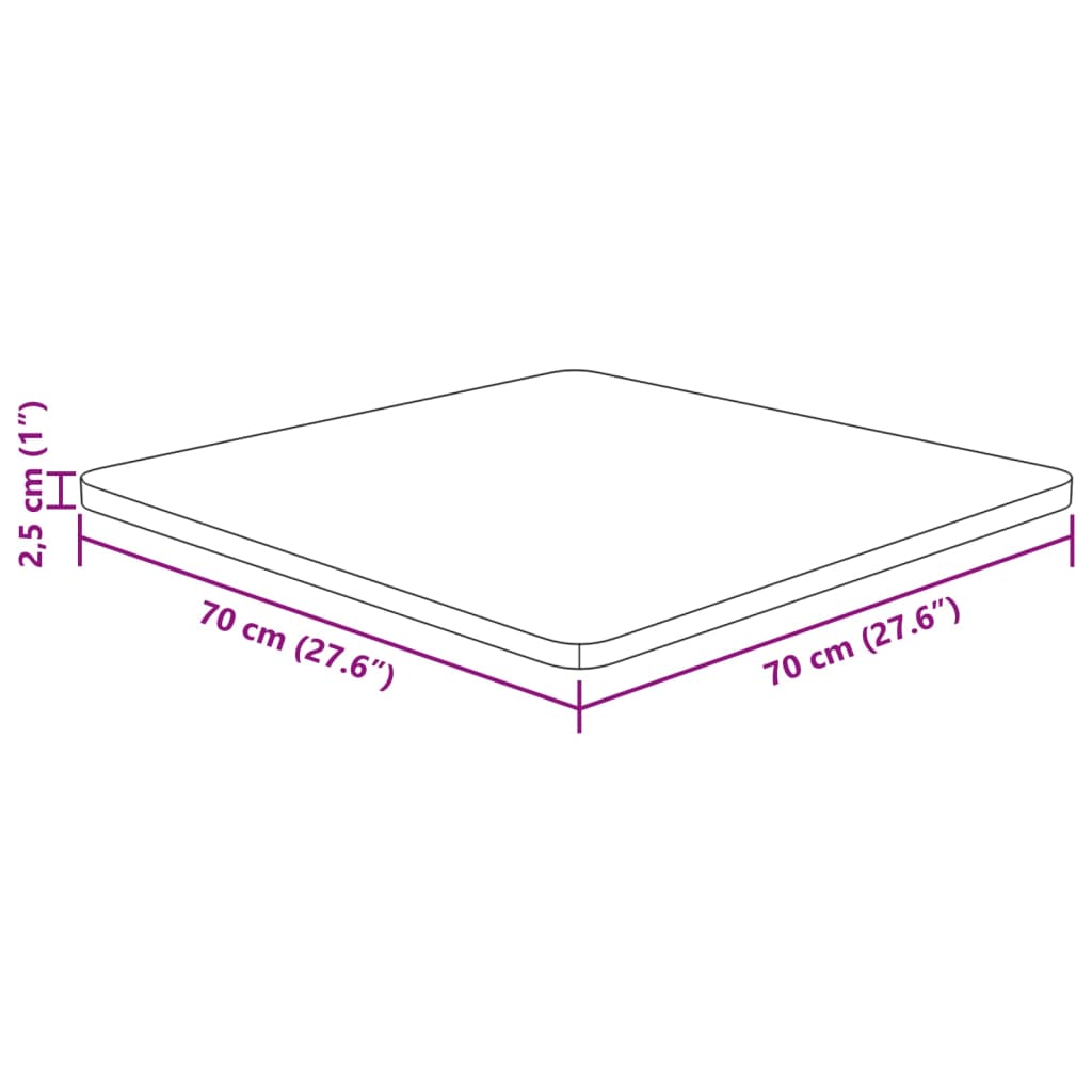 Četvrtasta stolna ploča smeđa 70x70x2,5 cm tretirana hrastovina