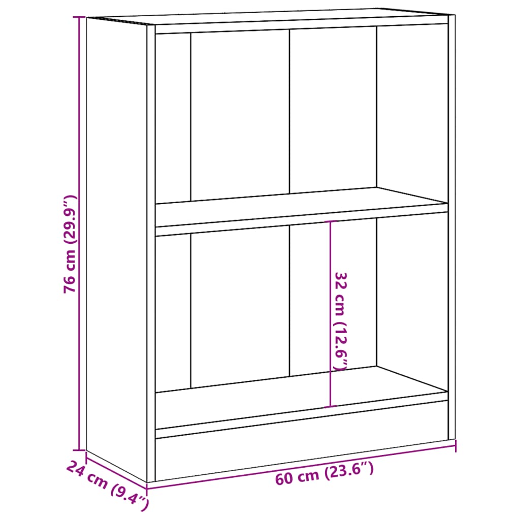 Polica za knjige smeđi hrast 60x24x76 cm konstruirano drvo