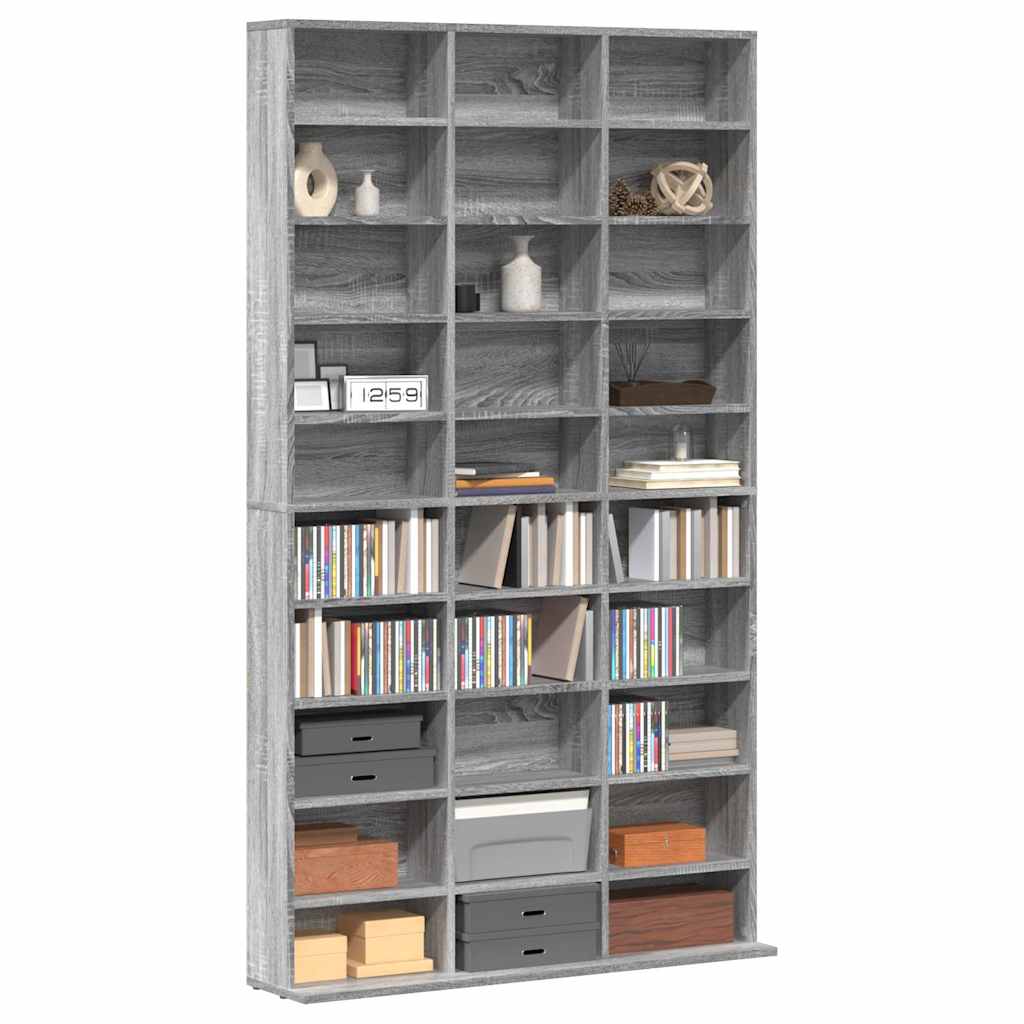 Ormarić za CD-ove sivi hrast 102x23x177,5 cm konstruirano drvo