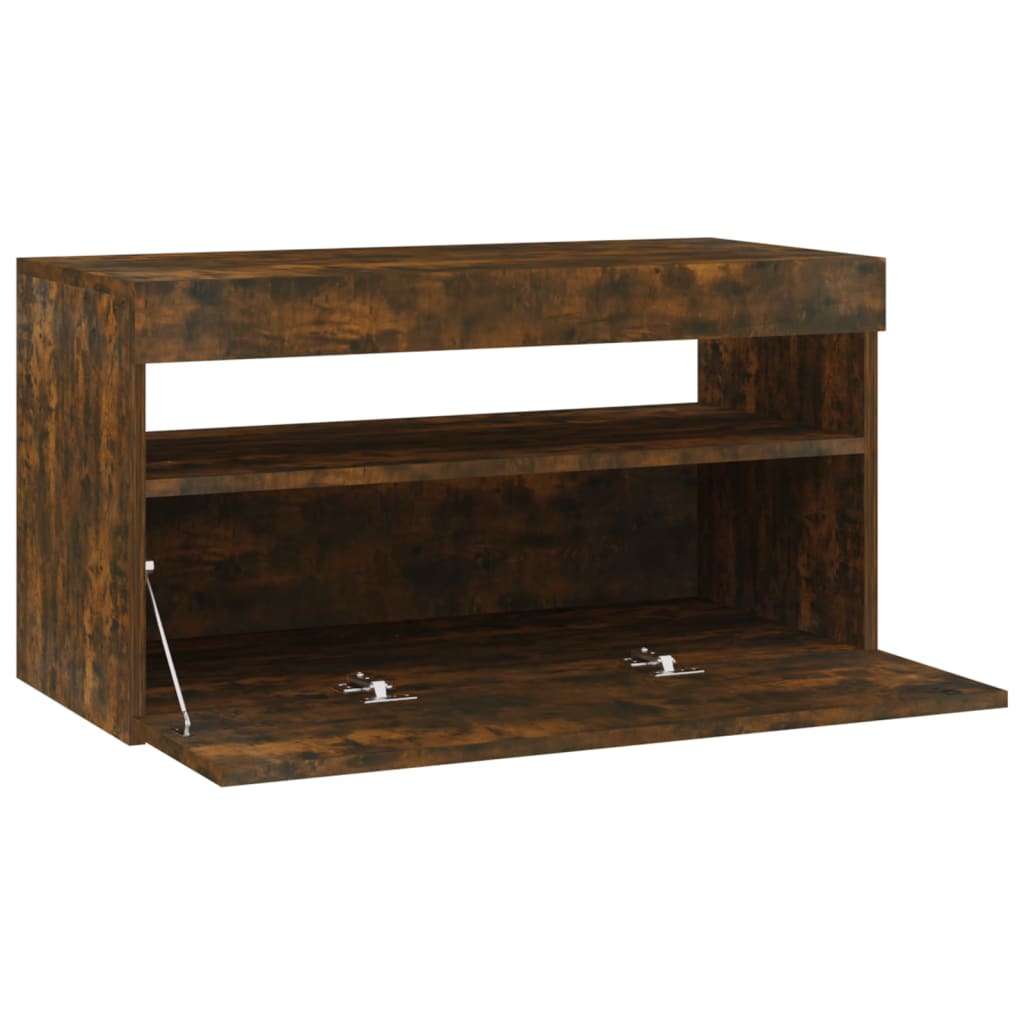 TV ormarić s LED svjetlima boja dimljenog hrasta 75x35x40 cm