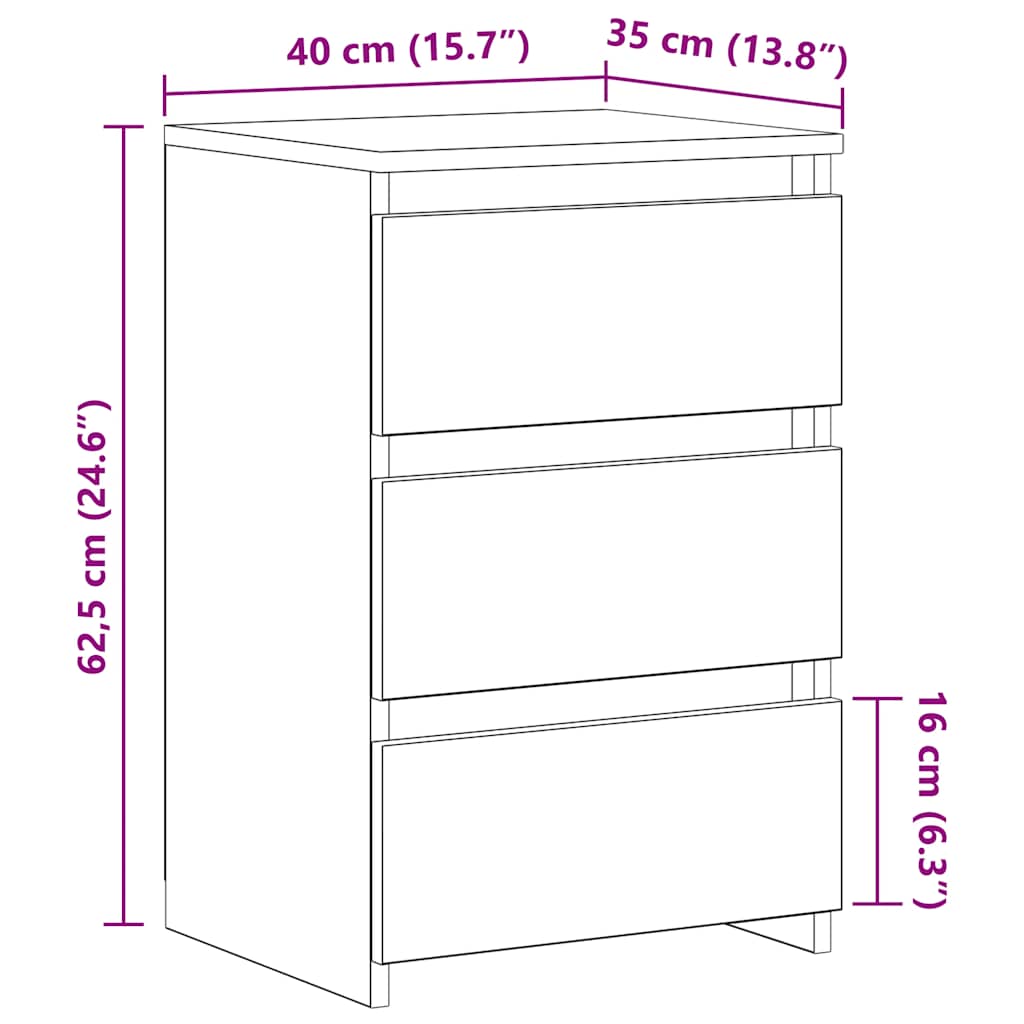 Noćni ormarići 2 kom sivi hrast 40x35x62,5 cm konstruirano drvo
