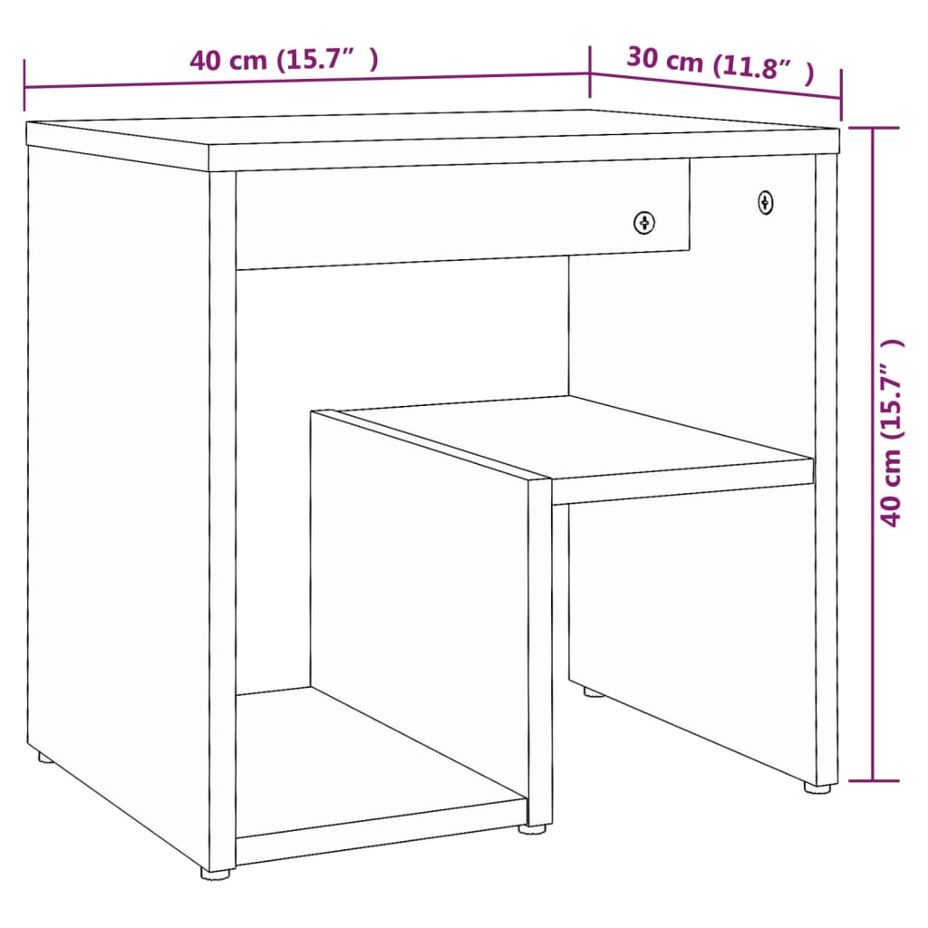 Noćni ormarići 2 kom smeđi hrast 40x30x40 cm konstruirano drvo