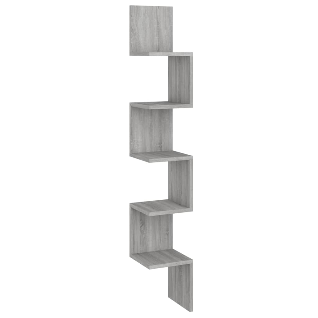 Kutna zidna polica boja hrasta 20x20x127,5 cm konstruirano drvo