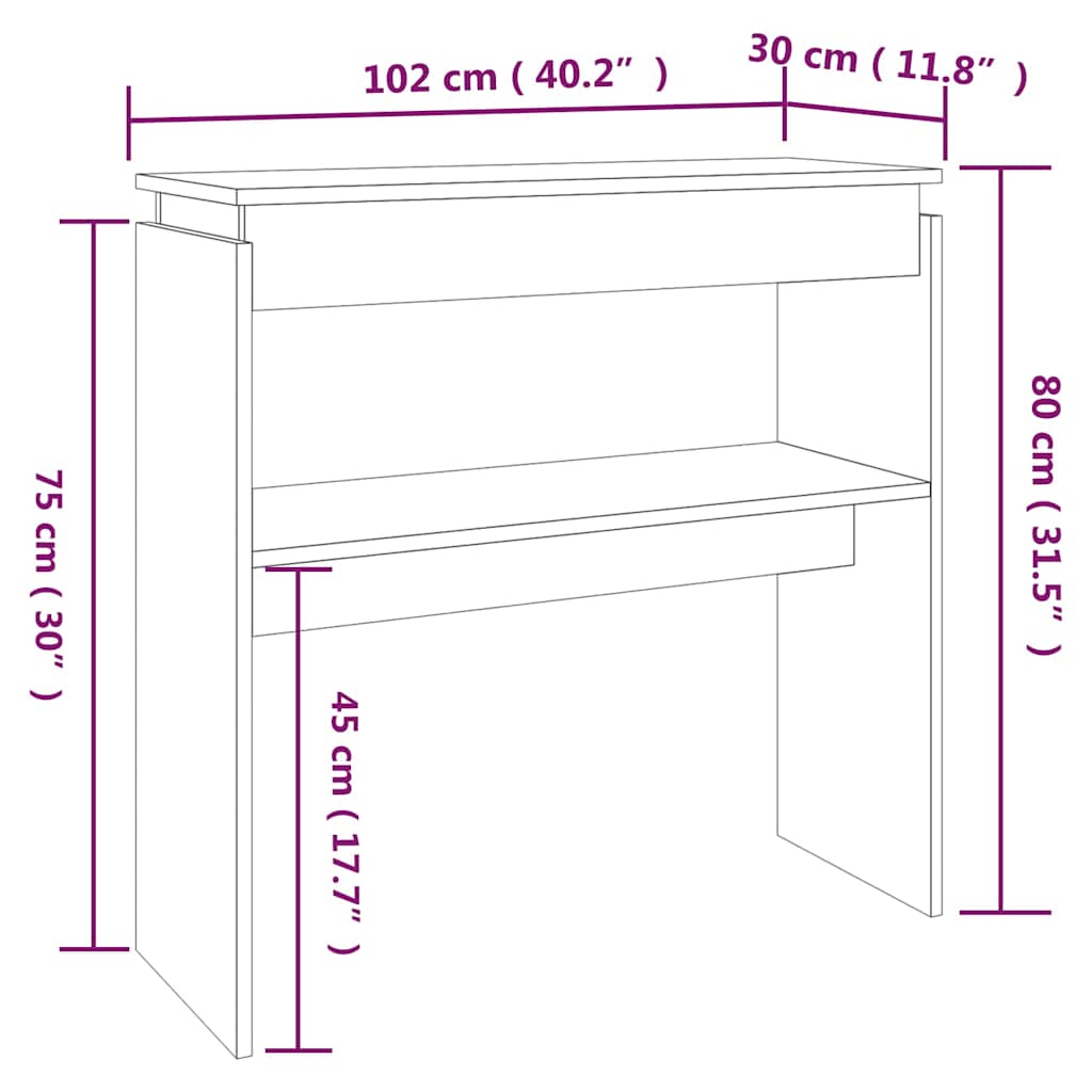 Konzolni stol boja hrasta sonome 102x30x80 cm konstruirano drvo