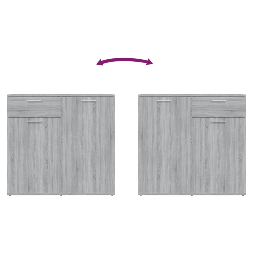 Komoda sivi hrast sonoma 80 x 36 x 75 cm konstruirano drvo