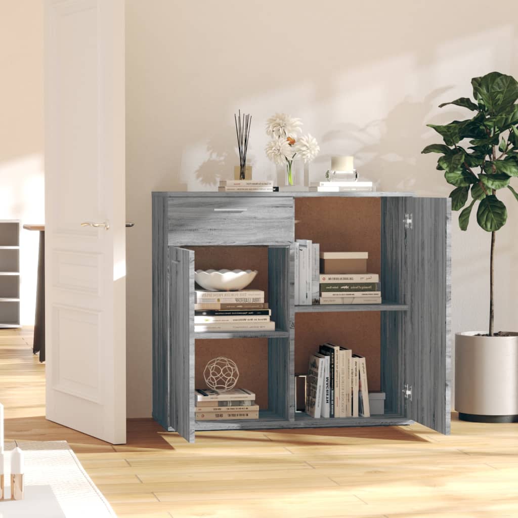 Komoda sivi hrast sonoma 80 x 36 x 75 cm konstruirano drvo
