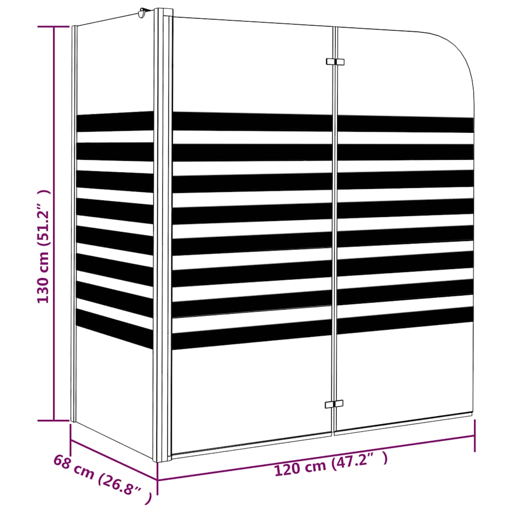 Prugasta tuš-kabina 120 x 68 x 130 cm od kaljenog stakla