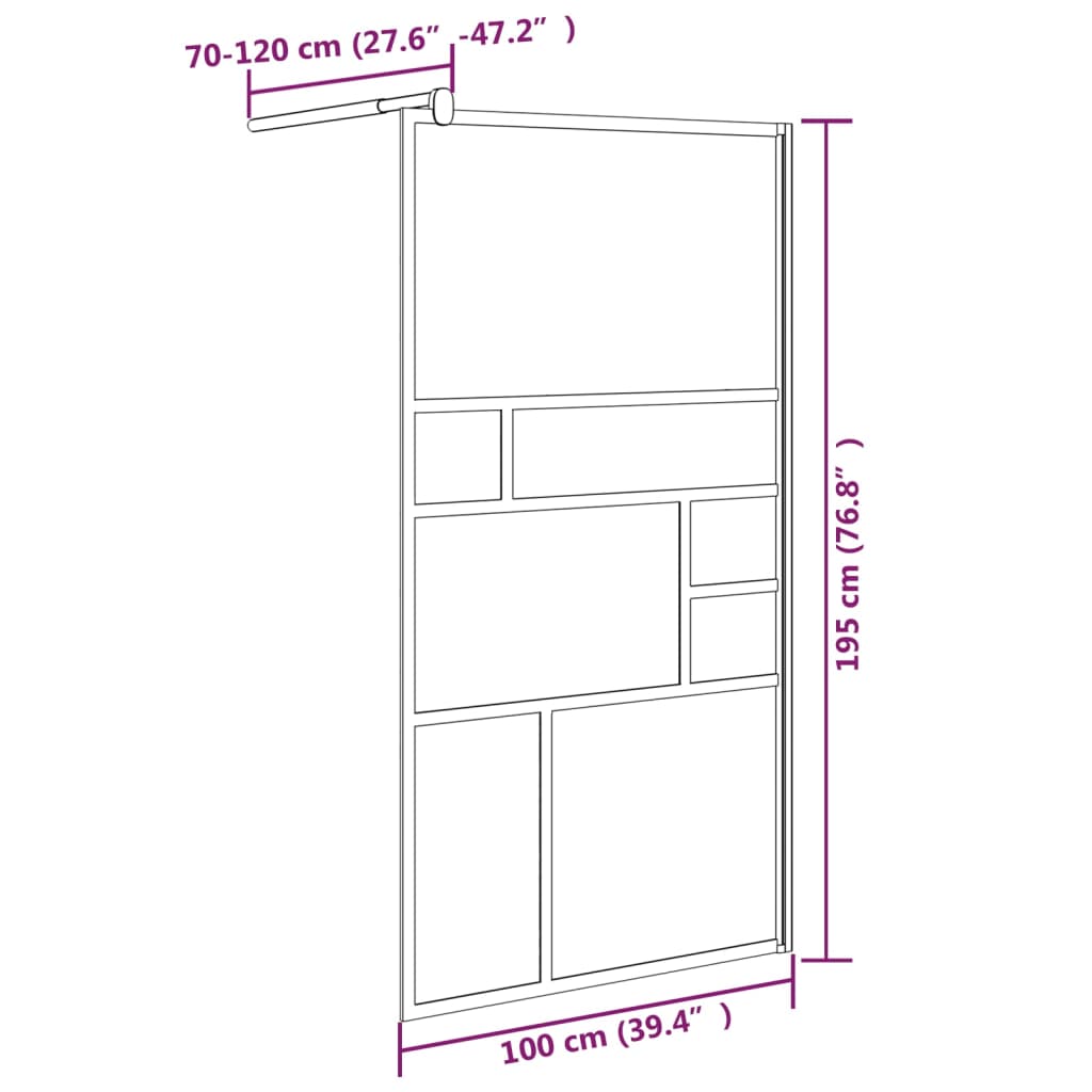 Pregrada za tuš 100 x 195 cm sa staklom ESG bijela