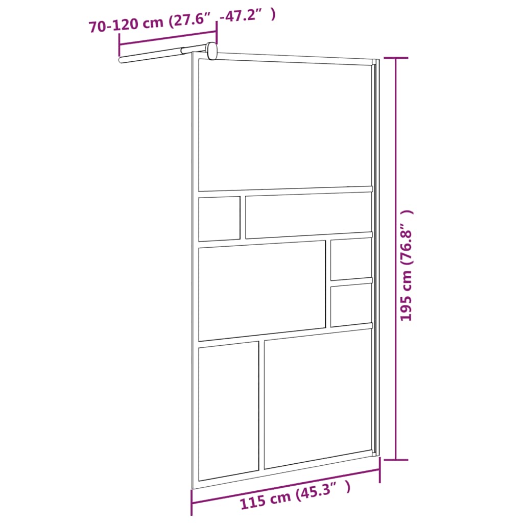Pregrada za tuš 115 x 195 cm sa staklom ESG bijela