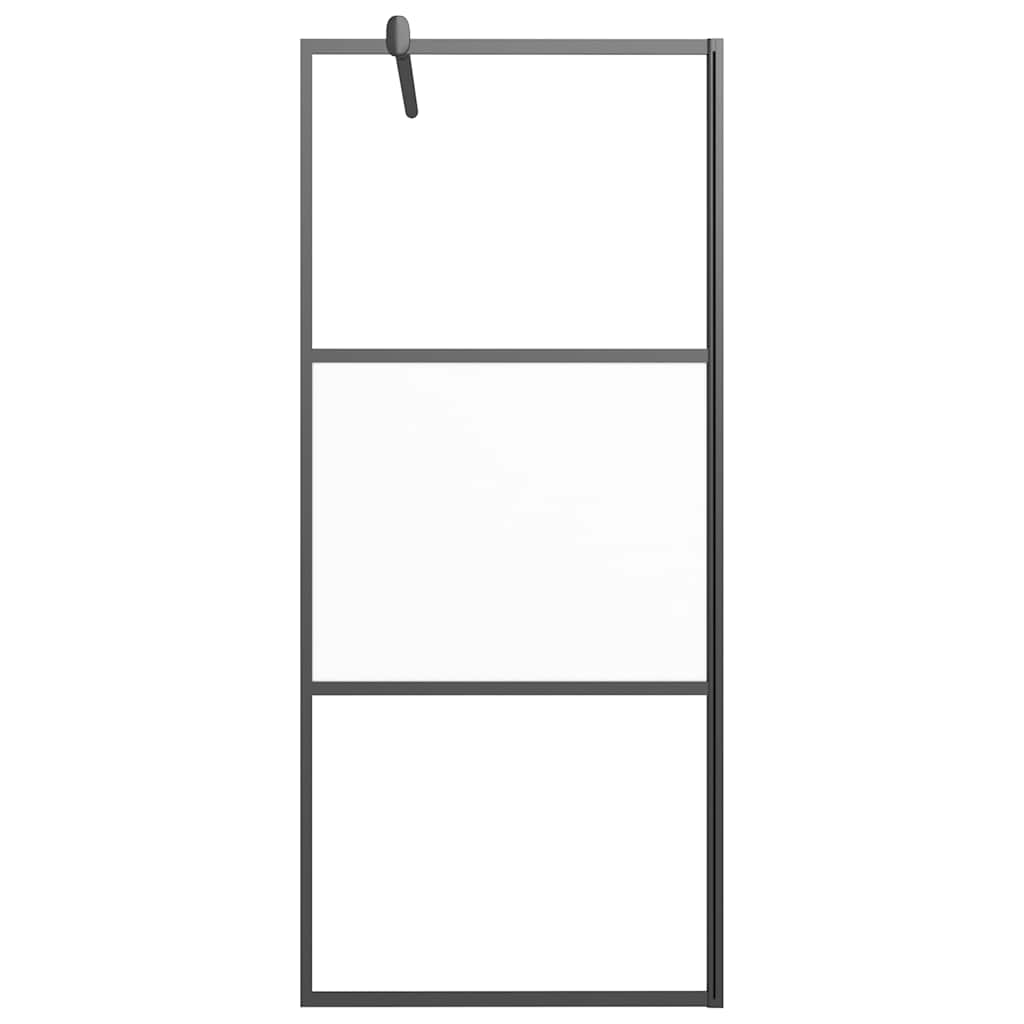 Pregrada za tuš 90 x 195 cm s napola mutnim staklom ESG crna