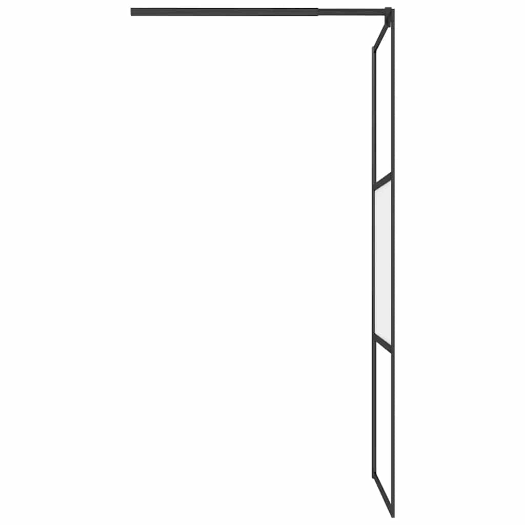 Pregrada za tuš 90 x 195 cm s napola mutnim staklom ESG crna